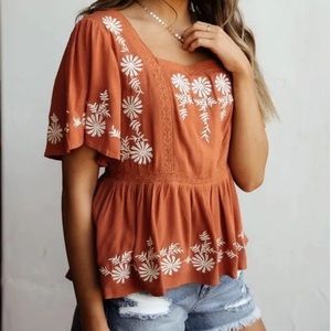 Bohme 70's style embroidered top